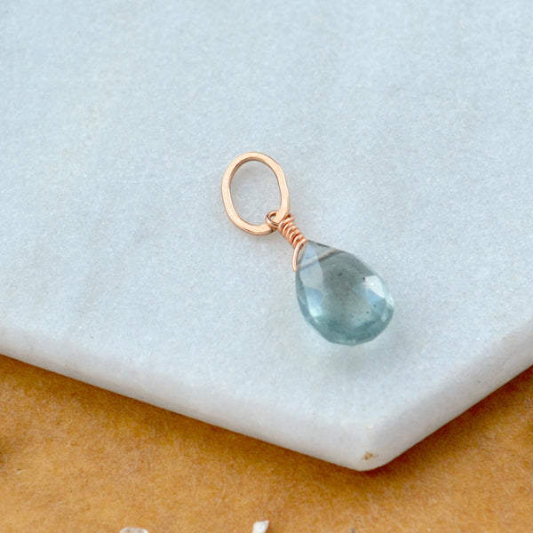 Freckles Moss Aquamarine gemstone pendant necklace gemstone charm for charm bracelet necklace for charms for necklaces rose gold sage green teal gem pendant