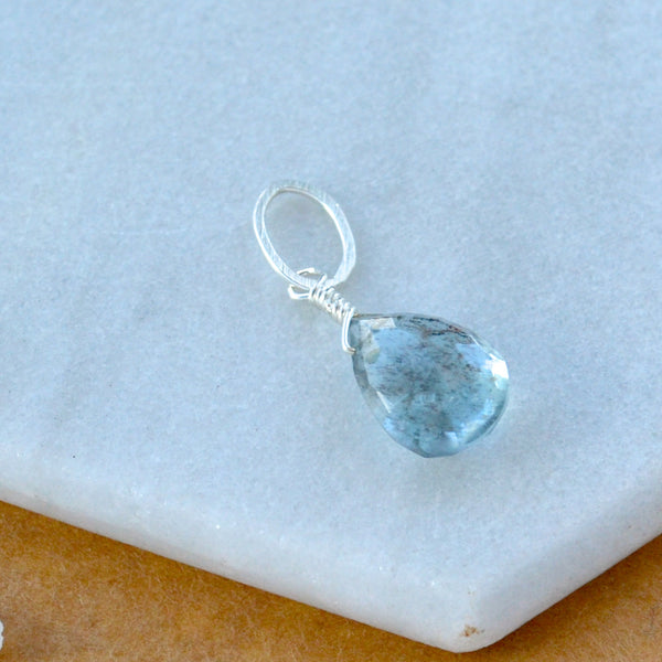 Freckles Moss Aquamarine gemstone pendant necklace gemstone charm for charm bracelet necklace for charms for necklaces silver sage green teal gem pendant