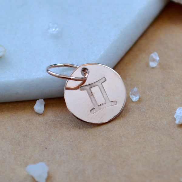 Gemini charm zodiac sign charms astrology pendant zodiac charm rose gold filled