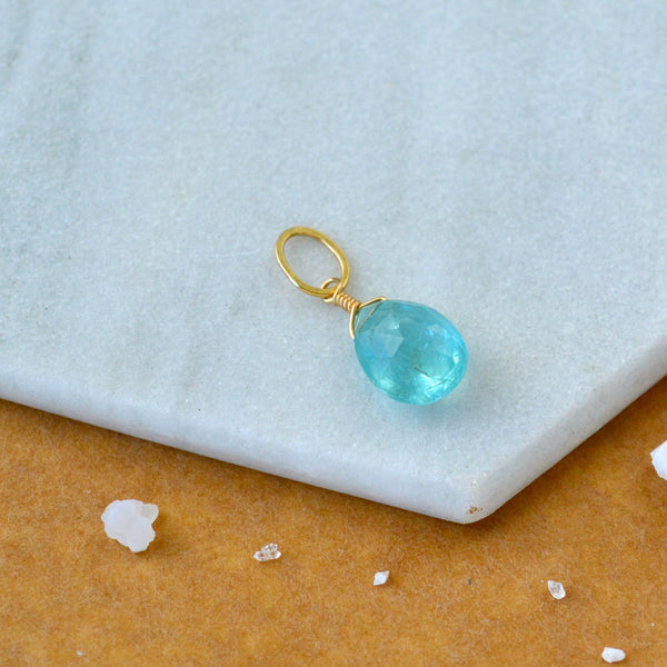 Glacial Waters Teal Apatite gemstone pendant necklace gemstone charm for charm bracelet necklace for charms for necklaces gold teal gem pendant