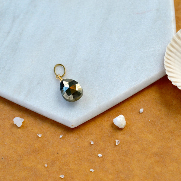 Glint Pyrite gemstone pendant necklace gemstone charm for charm bracelet necklace for charms for necklaces 14K gold fools gold gem pendant