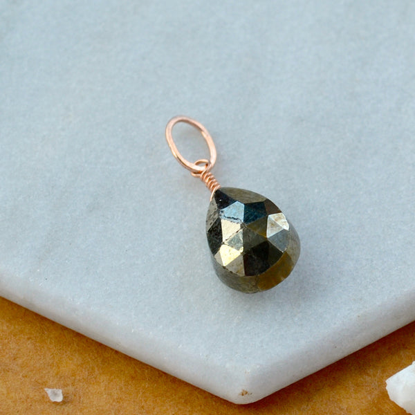 Glint Pyrite gemstone pendant necklace gemstone charm for charm bracelet necklace for charms for necklaces rose gold fools gold gem pendant