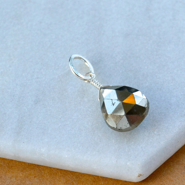 Glint Pyrite gemstone pendant necklace gemstone charm for charm bracelet necklace for charms for necklaces silver fools gold gem pendant