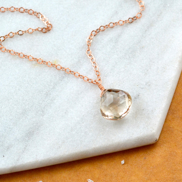 golden hour necklace champagne topaz necklace topaz dainty necklace sustainable jewelry gemstone necklace handmade topaz gem necklace rose gold