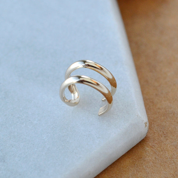 Hooked Helix Ear Cuff double cuff earring fake ear piercing faux parallel line earcuffs custom sizes 7mm 8mm 9mm 10mm conch piercing helix earrings nickel free handmade ear cuff jewelry gold filled