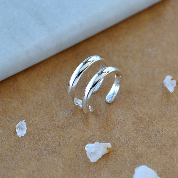 Hooked Helix Ear Cuff double cuff earring fake ear piercing faux parallel line earcuffs custom sizes 7mm 8mm 9mm 10mm conch piercing helix earrings nickel free handmade ear cuff jewelry sterling silver