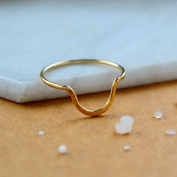 Horizon RING delicate hammered arch ring simple stacking rings 1mm wide stacker ring waterproof rings stacker ring U shaped handmade rings gold nickel free jewerly sustainable