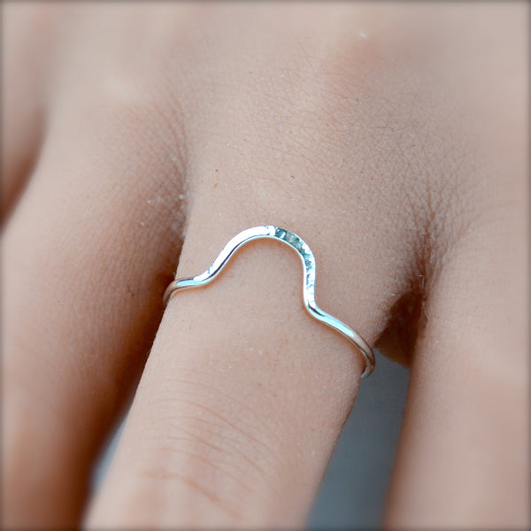 Horizon RING delicate hammered arch ring simple stacking rings 1mm wide stacker ring waterproof rings stacker ring U shaped handmade rings silver nickel free jewerly sustainable