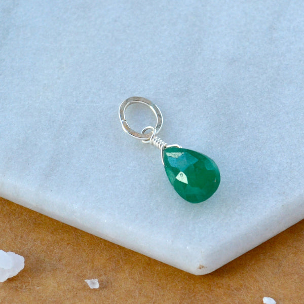 Isle Emerald gemstone pendant necklace gemstone charm for charm bracelet necklace for charms for necklaces silver emerald green gem pendant