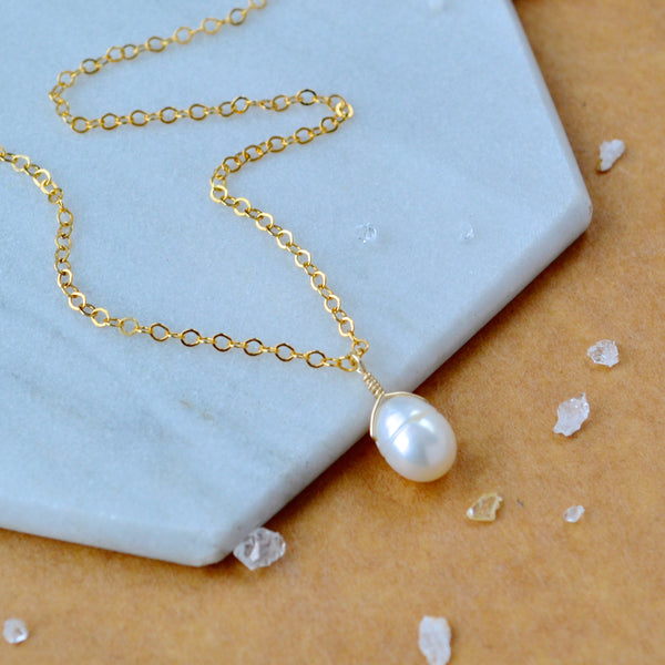 Ivory Necklace pearl pendant necklaces handmade pearl jewelry simple ivory charm gold filled