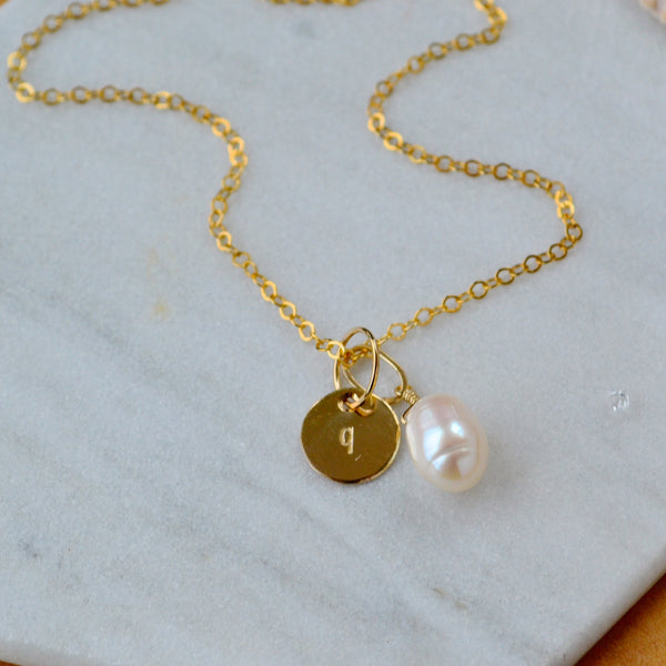 Ivory pendant pearl charm gemstone jewelry simple cream pearl pendant handmade gold filled with initial charm