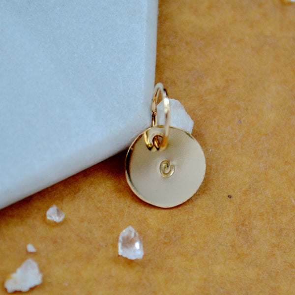 LETTER CHARM, lowercase c initial charms, handmade alphabet circle charm, cursive gold c letter pendant, simple jewelry, delicate handmade charm, sustainable gold