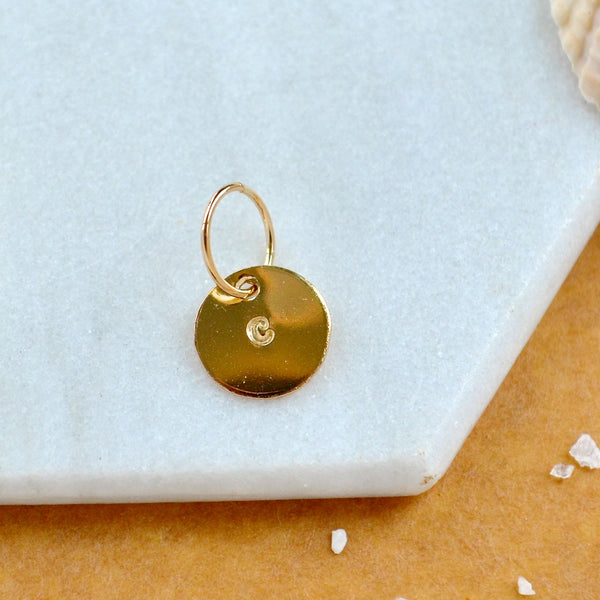 LETTER CHARM, lowercase c initial charms, handmade alphabet circle charm, C letter pendant, simple jewelry, delicate handmade charms, affordable gold