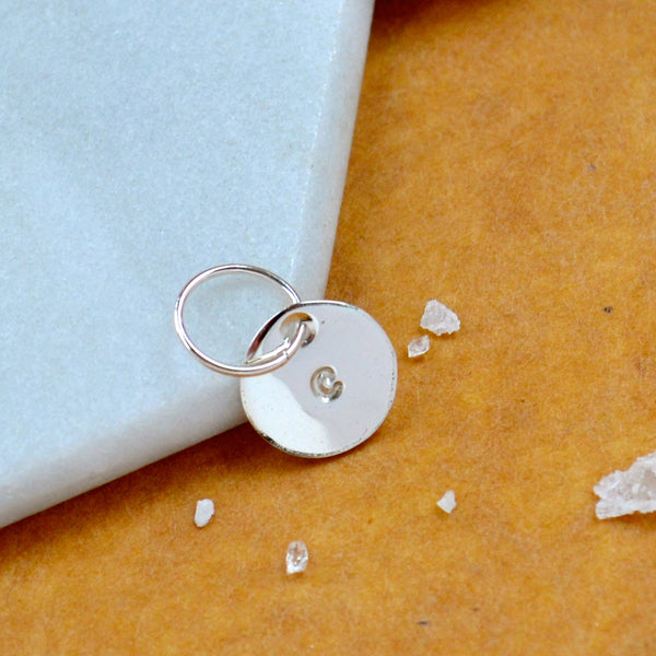 LETTER CHARM, lowercase c initial charms, handmade alphabet circle charm, C letter pendant, simple jewelry, delicate handmade charms, affordable silver