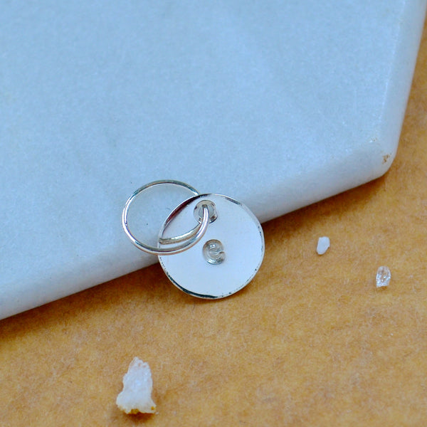 LETTER CHARM, lowercase e initial charms, handmade alphabet circle charm, e letter pendant, simple jewelry, delicate handmade charms, affordable silver