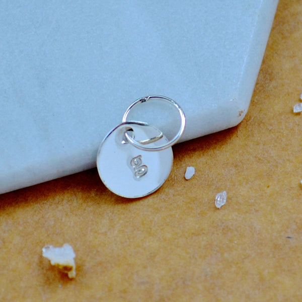 LETTER CHARM, lowercase g initial charms, handmade alphabet circle charm, g letter pendant, simple jewelry, delicate handmade charms, silver letter charm
