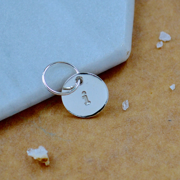LETTER CHARM, lowercase i initial charms, handmade alphabet circle charm, i letter pendant, simple jewelry, delicate handmade charms, silver letter charm