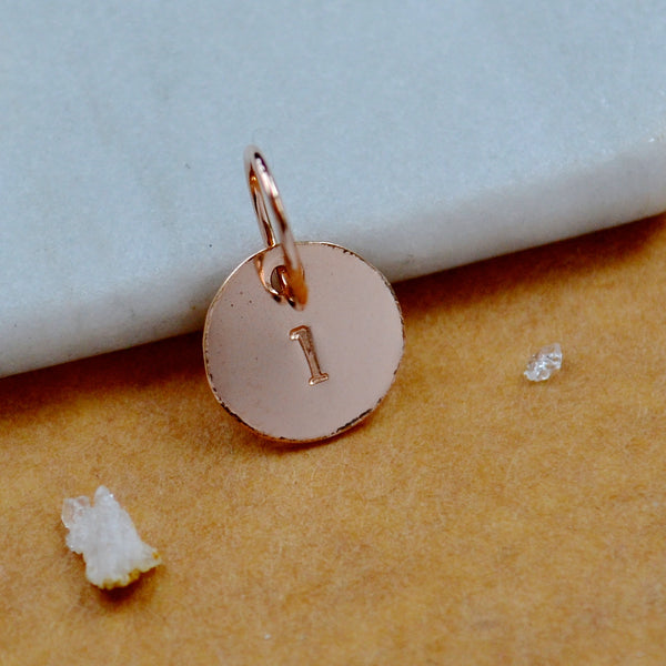LETTER CHARM, lowercase l initial charms, handmade alphabet circle charm, l letter pendant, simple jewelry, delicate handmade charms, rose gold letter charm
