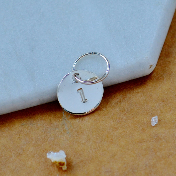 LETTER CHARM, lowercase l initial charms, handmade alphabet circle charm, l letter pendant, simple jewelry, delicate handmade charms, silver letter charm