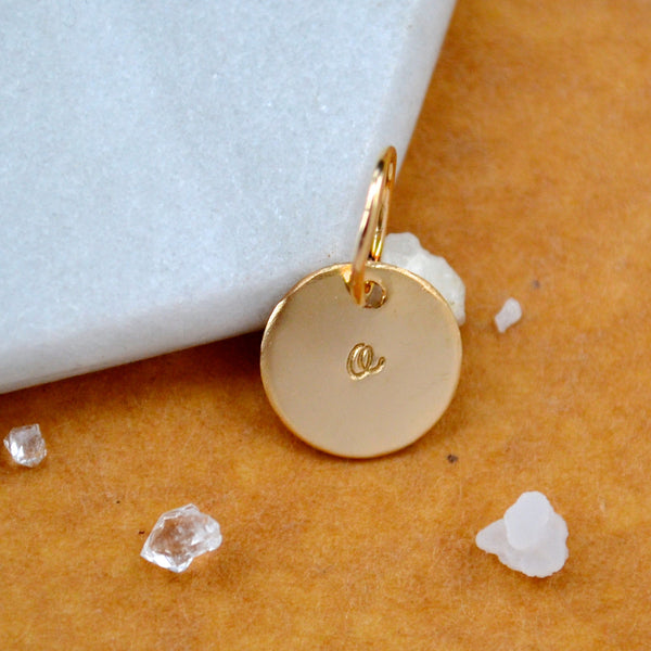 LETTER CHARM, lowercase o initial charms, handmade alphabet circle charm, cursive o letter pendant, simple jewelry, delicate handmade charm jewelry, nickel-free charms, gold letter charm