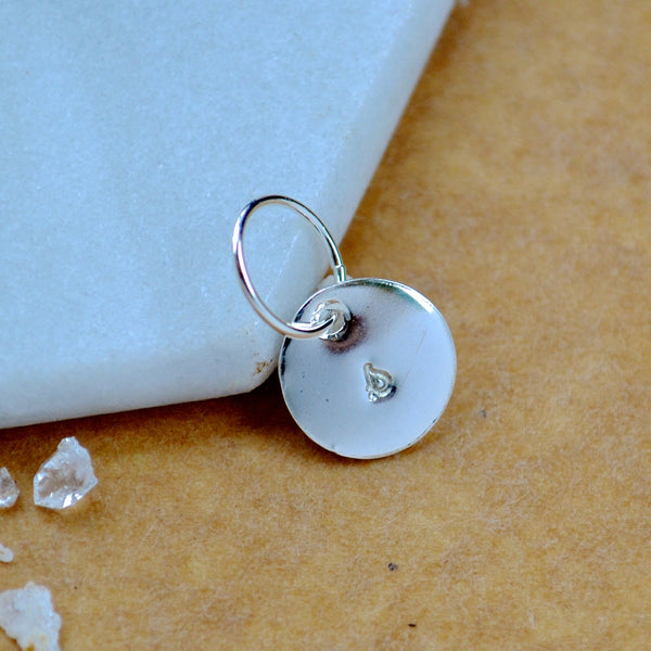LETTER CHARM, lowercase s initial charms, handmade alphabet circle charm, cursive s letter pendant, simple jewelry, delicate handmade charm jewelry, nickel-free charms, silver letter charm