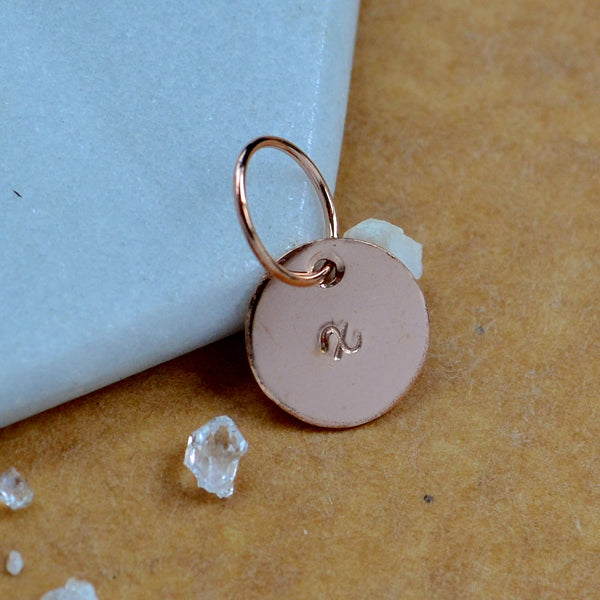 LETTER CHARM, lowercase x initial charms, handmade alphabet circle charm, cursive x letter pendant, simple jewelry, delicate handmade charm jewelry, nickel-free charms, rose gold letter charm