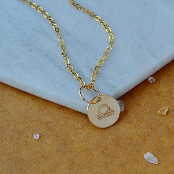 Libra charm zodiac sign charms astrology pendant zodiac charm gold filled on chain