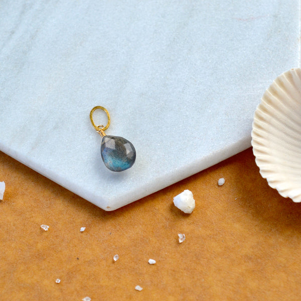 Lightning Labradorite gemstone pendant necklace gemstone charm for charm bracelet necklace for charms for necklaces 14K gold grey blue gem pendant