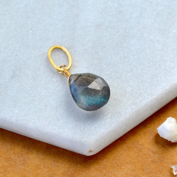 Lightning Labradorite gemstone pendant necklace gemstone charm for charm bracelet necklace for charms for necklaces gold grey blue gem pendant