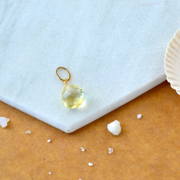 Limoncello Lemon Quartz gemstone pendant necklace gemstone charm for charm bracelet necklace for charms for necklaces 14K gold yellow gem pendant