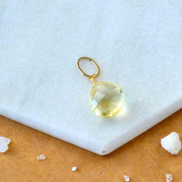 Limoncello Lemon Quartz gemstone pendant necklace gemstone charm for charm bracelet necklace for charms for necklaces gold yellow gem pendant