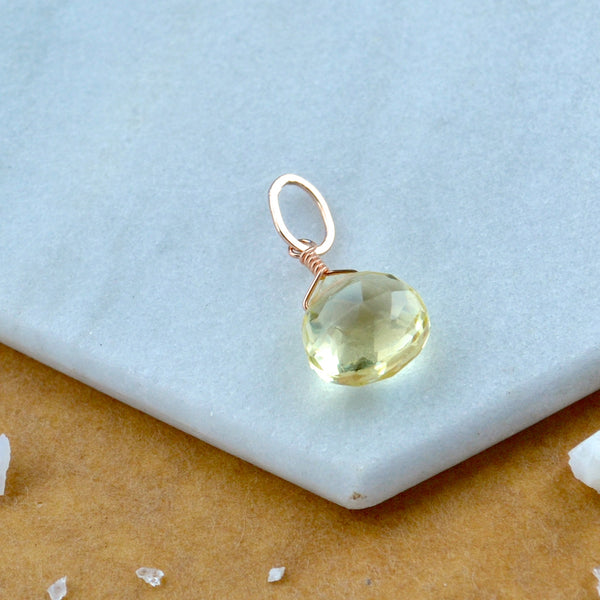 Limoncello Lemon Quartz gemstone pendant necklace gemstone charm for charm bracelet necklace for charms for necklaces rose gold yellow gem pendant