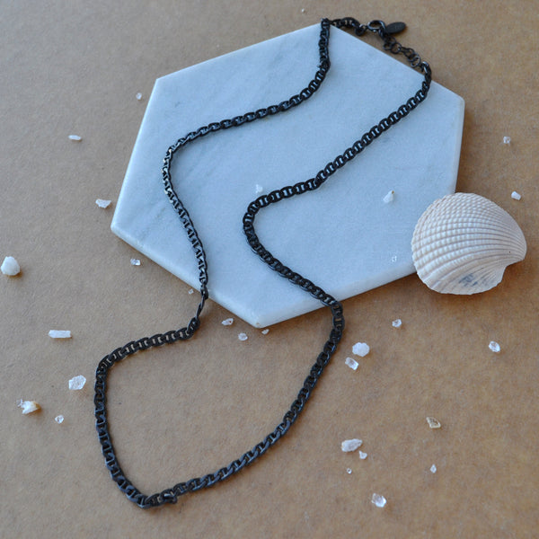 Marine Chain thick anchor chains custom made necklace oval link chain hand made to order anchor chain black sterling silver oxidized