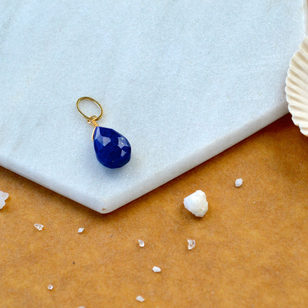 Midnight Lapis Lazuli gemstone pendant necklace gemstone charm for charm bracelet necklace for charms for necklaces 14K gold cobalt blue gem pendant