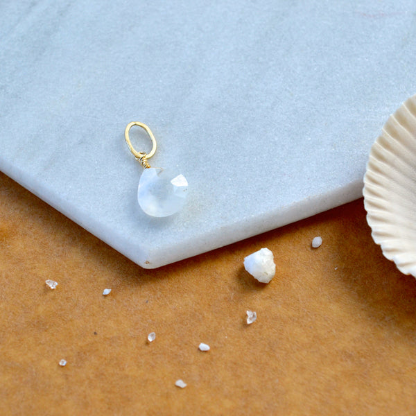 Moonstone necklace gemstone pendant necklace gemstone charm for charm bracelet necklace for charms for necklaces rose gold-filled rainbow moonstone gem pendant