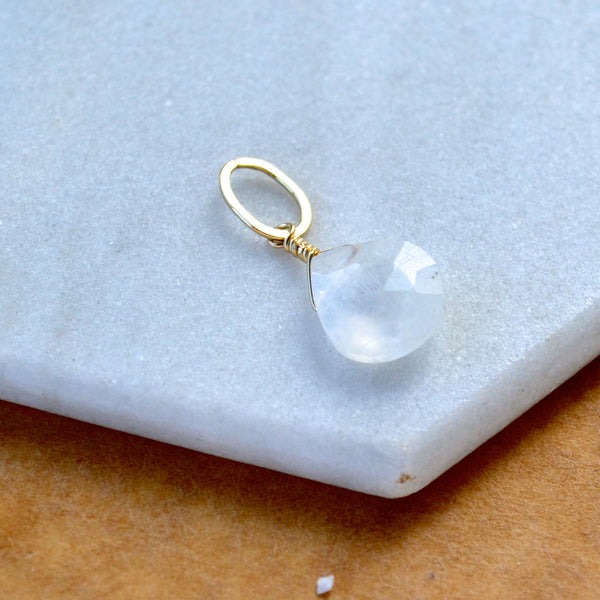 Moonstone necklace gemstone pendant necklace gemstone charm for charm bracelet necklace for charms for necklaces rose gold-filled rainbow moonstone gem pendant