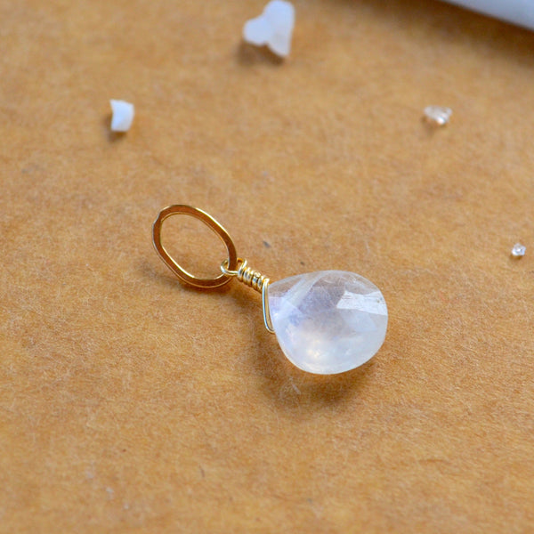 Moonstone necklace gemstone pendant necklace gemstone charm for charm bracelet necklace for charms for necklaces rose gold-filled rainbow moonstone gem pendant