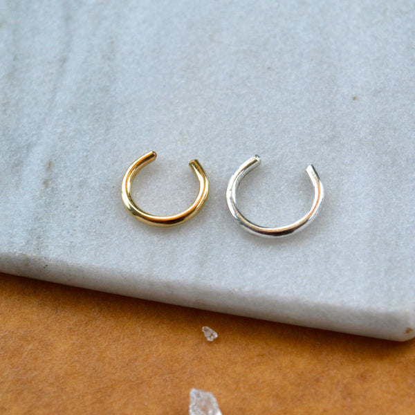 NOSE CUFF SEPTUM CUFFS sizes dainty smooth wire eternity nose cuffs fake nose ring simple gold filled nose ring delicate layering jewelry stacking nosecuff