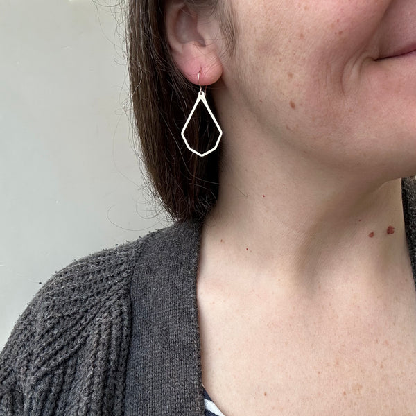 Never apart earrings geometric teardrop earring half heart earrings best friend split heart jewelry gold heart earrings on model