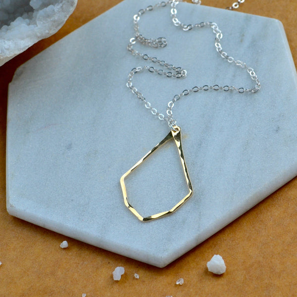 Never apart necklace geometric teardrop pendant half heart necklace best friend split heart jewelry mixed metal gold and silver teardrop necklace