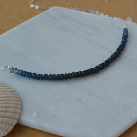Ombre Curve Necklace - ombre blue sapphire gradient bib necklace