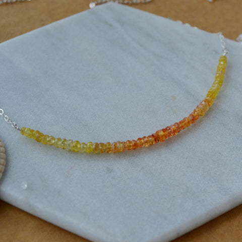 Ombre Curve Necklace - ombre yellow orange sapphire gradient bib necklace