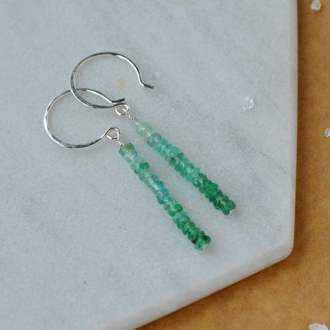 Ombre Earrings - ombre green emerald gradient column earrings