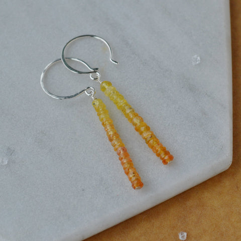 Ombre Earrings - ombre yellow orange sapphire gradient column earrings
