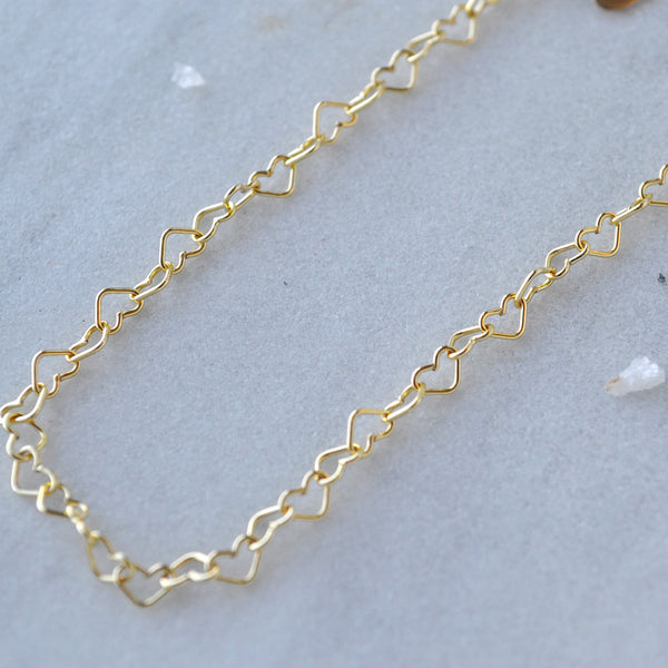 Open Heart Chain Anklet tiny heart link chain ankle bracelet handmade anklets custom chains heart jewelry sustainable nickel free gold filled 3mm open heart links