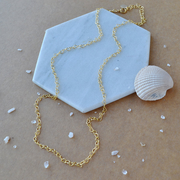 Open Heart Chain necklace tiny heart link chain layering necklaces handmade custom chains heart jewelry sustainable nickel free gold filled