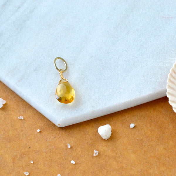 Orange Blossom Gem Charm - golden citrine gemstone charm pendant