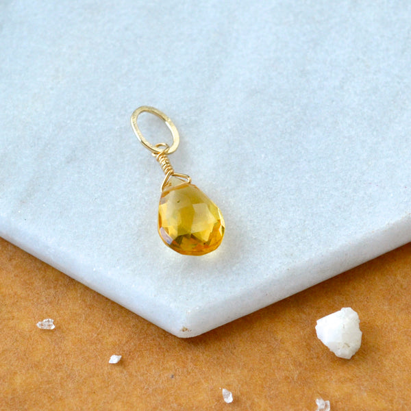 Orange Blossom Gem Charm - golden citrine gemstone charm pendant