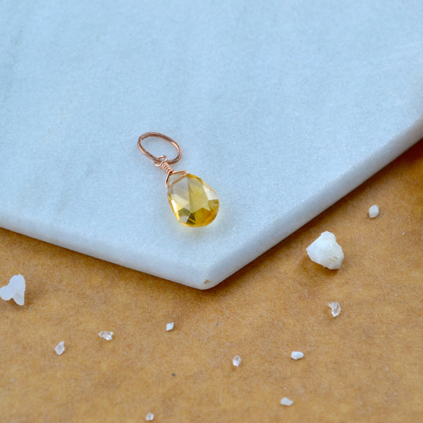 Orange Blossom Gem Charm - golden citrine gemstone charm pendant