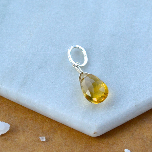 Orange Blossom Gem Charm - golden citrine gemstone charm pendant